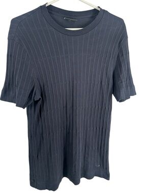 Emporio Armani Black Ribbed Top preppy muscle shirt dark blue classic sz xl